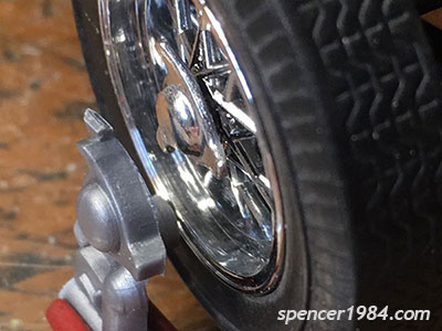 Wheel detail showing original and modified parts from AMT Ferrari 250 GT SWB