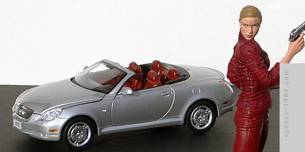 Kristanna Loken's Lexus SC430 from Terminator 3: Rise of the Machines, Terminatrix figure by McFarlane