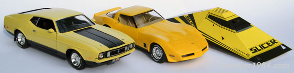 Eleanor Mustang from Gone in 60 Seconds, 1981 Corvette from The Junkman, and the Slicer from Gone in 60 Seconds 2